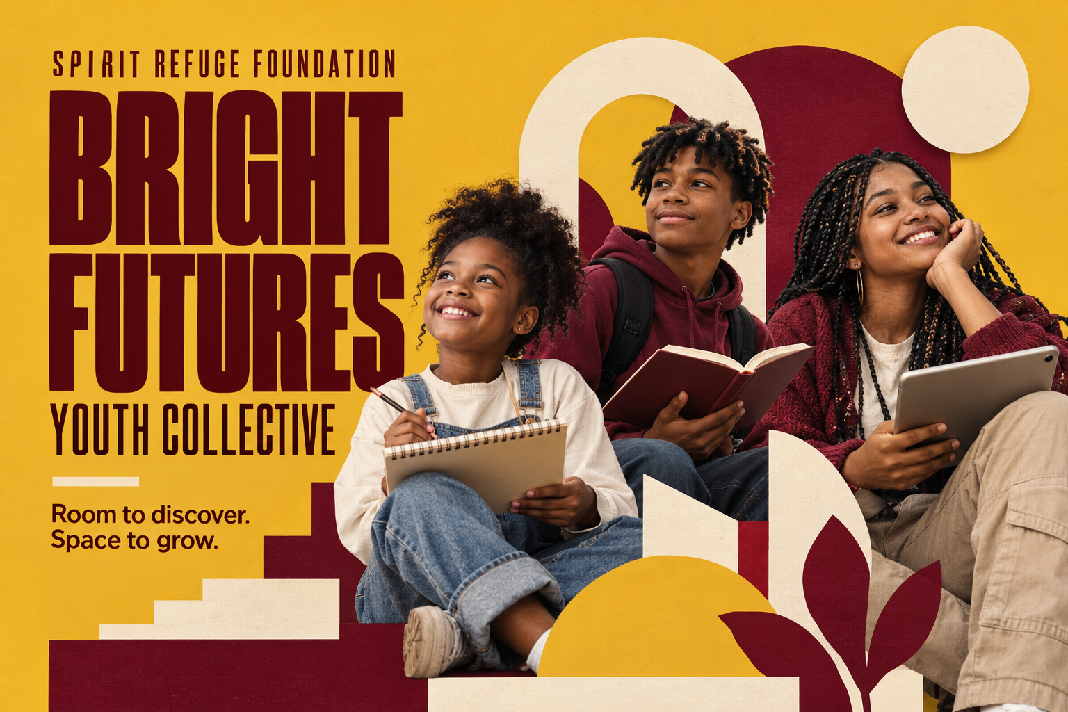 Bright Futures Youth Collective program banner: Room to discover. Space to grow.