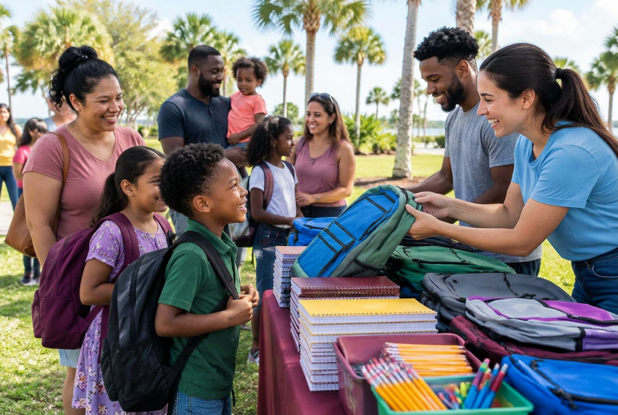 Illustrative back-to-school supplies distribution